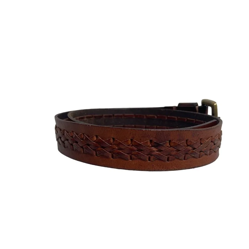 Mossimo Supply 19621 Leather Braided Belt Brown Size M - Picture 3 of 5